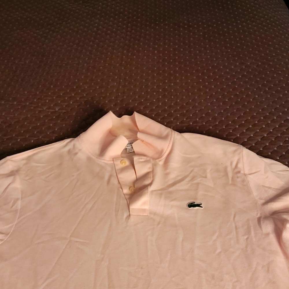 Pink Lacoste short sleeve polo